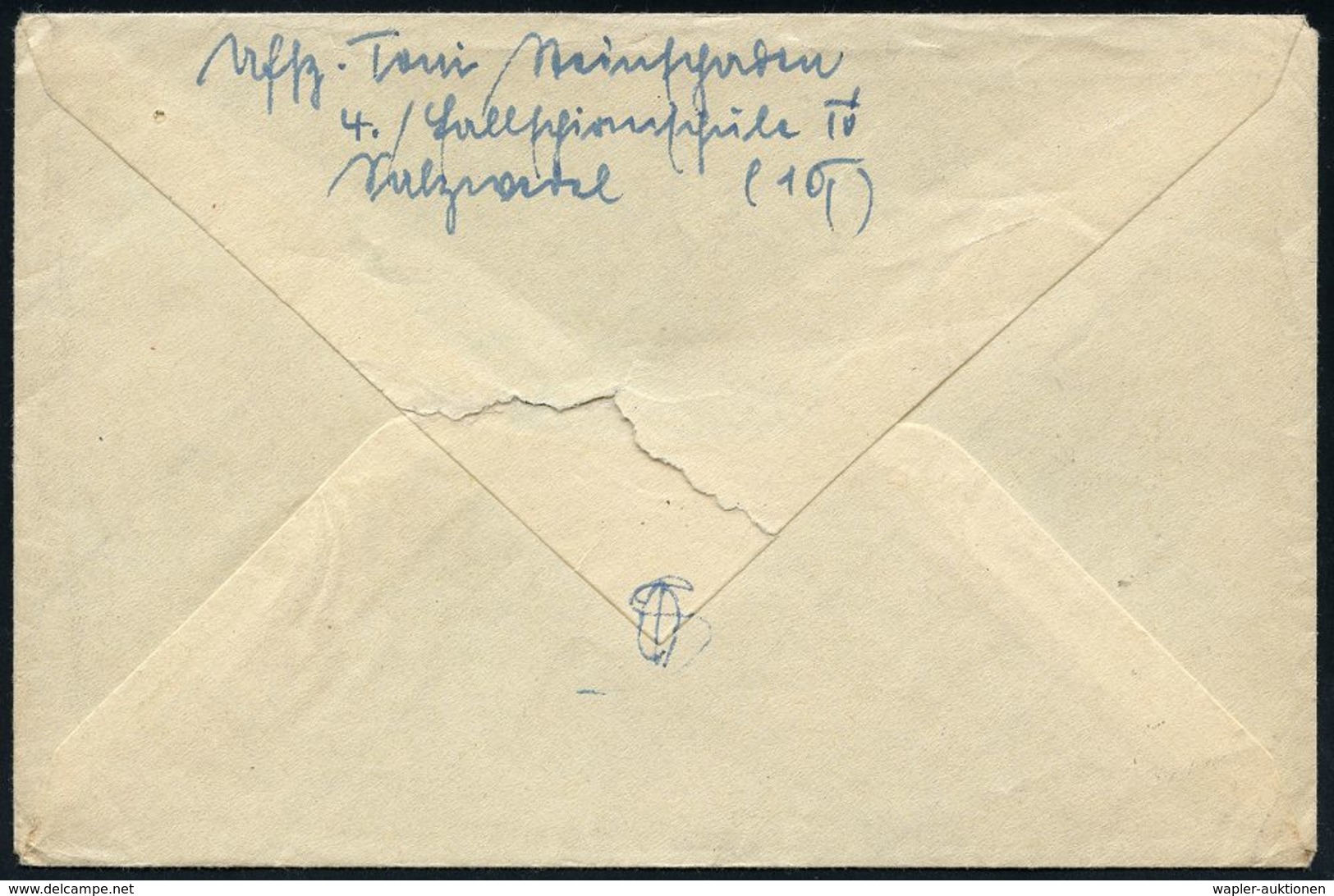 FALLSCHIRM-THEMATIK / FALLSCHIRMSPORT : Salzwedel 1944 (19.12.) Stummer 2k-Steg = Tarnstempel Salzwedel + Viol. 1K-HdN:  - Parachutisme