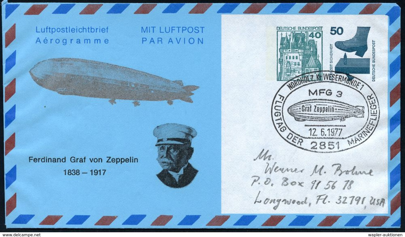 ZEPPELIN-MEMORABILA / ERINNERUNGSBELEGE : 2851 NORDHOLZ,Kr WESERMÜNDE 1/ MFG 3/ Graf Zeppelin/ FLUGTAG DER MARINEFLIEGER - Zeppeline