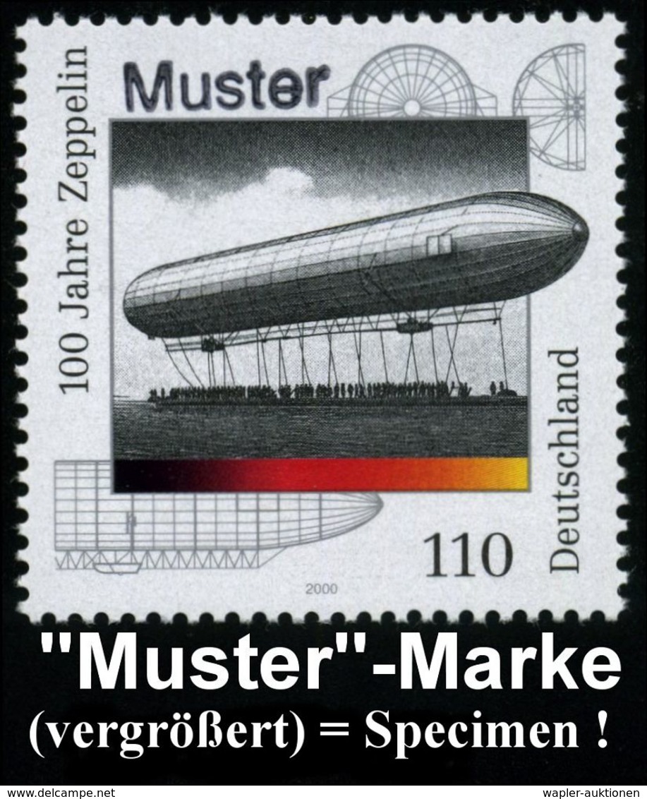 ZEPPELIN-MEMORABILA / ERINNERUNGSBELEGE : B.R.D. 2000 (Juli) 110 Pf. "100 Jahre Zeppelin-Luftschiffe" M. Amtl. Handstemp - Zeppeline