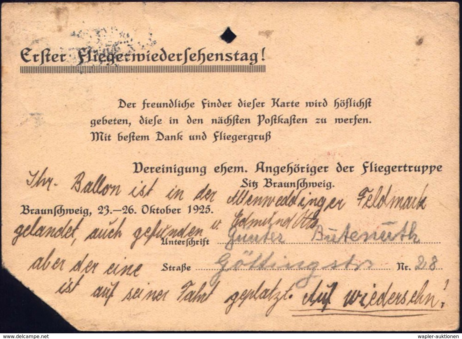 BALLON / BALLON-FELDPOST : ALTENWEDDINGEN/ (Kr.WANZLEBEN) 1925 (19.10.) 1K-Gitter + Viol. 4L: Flugkarte/vom Ballon-Wettf - Montgolfières