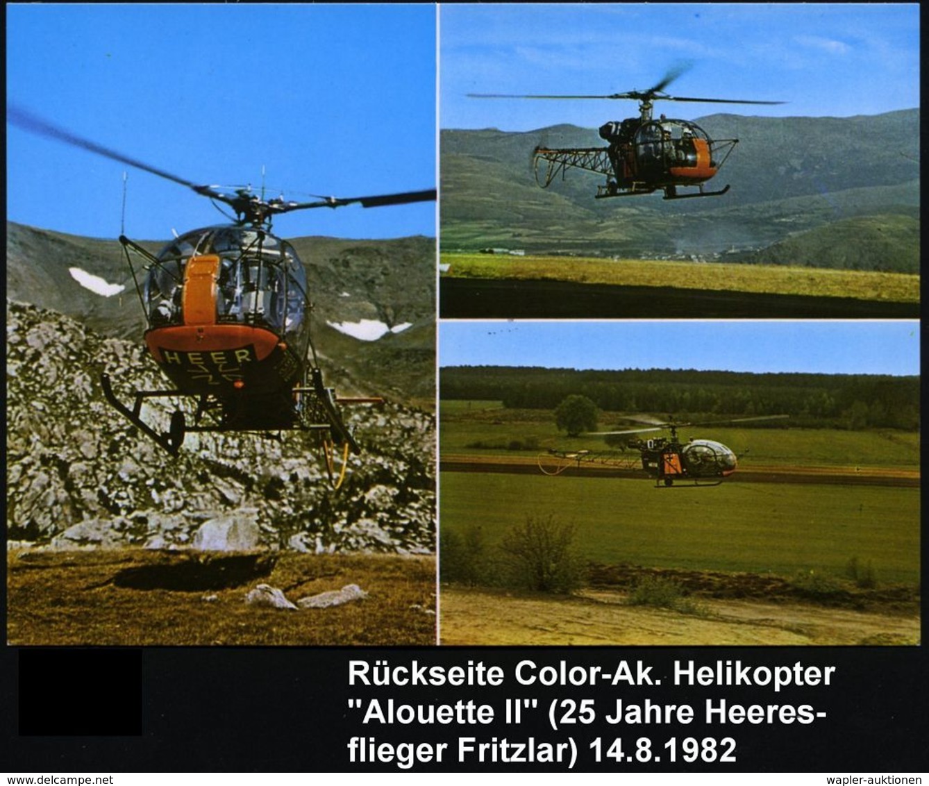 HELIKOPTER / HUBSCHRAUBERPOST : 3580 FRITZLAR 1/ 25 JAHRE/ HEERESFLIEGER.. 1982 (14.8.) SSt = Helikopter Bölkow "Bo-105" - Hélicoptères