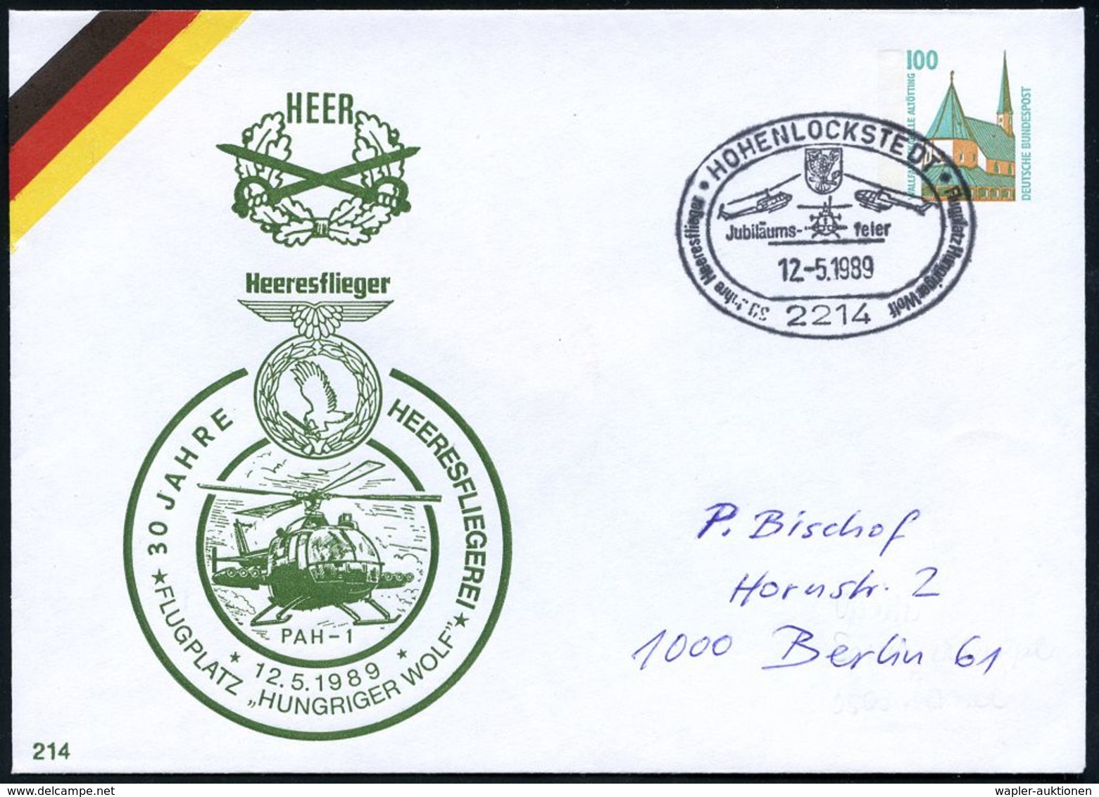 HELIKOPTER / HUBSCHRAUBERPOST : 2214 HOHENLOCKSTEDT/ Jubiläums-Feier/ 30 Jahre Heeresflieger.. = Helikopter 1989 (12.5.) - Hélicoptères