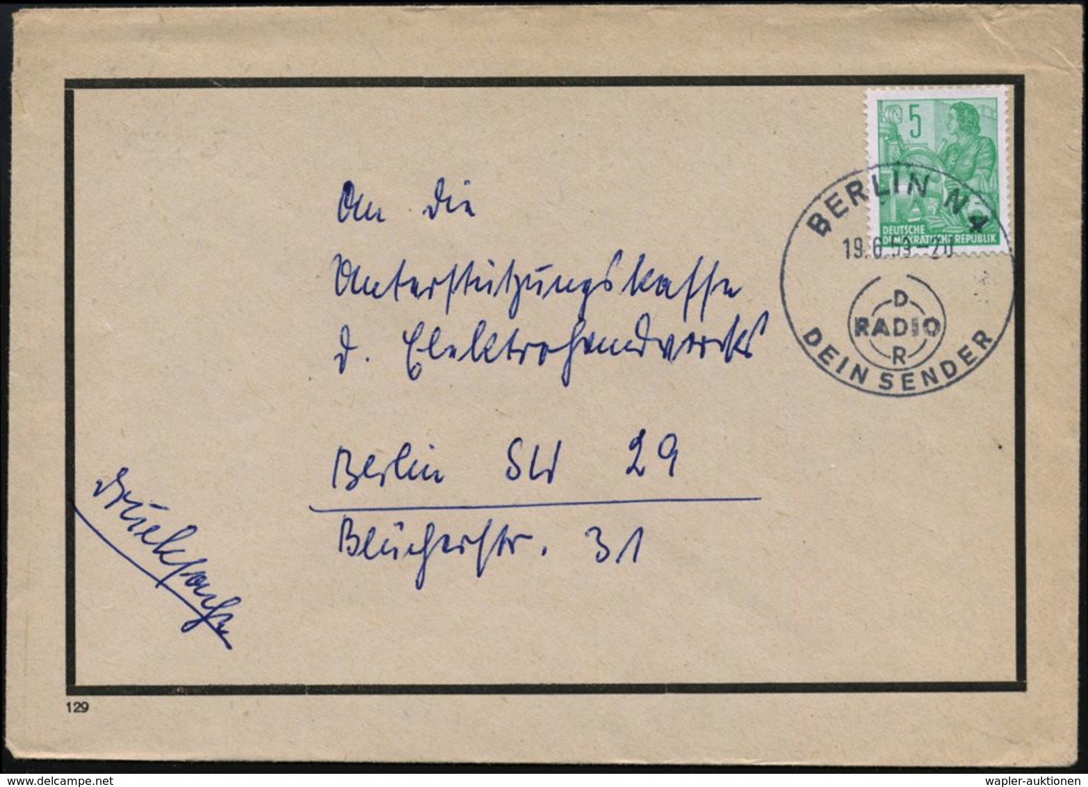 RADIO- & TV-SENDER / FUNKTÜRME : BERLIN N 4/ RADIO/ DDR/ DEIN SENDER 1959 (19.6.) HWSt (Radiowellen) Klar Auf Trauer-Bf. - Unclassified