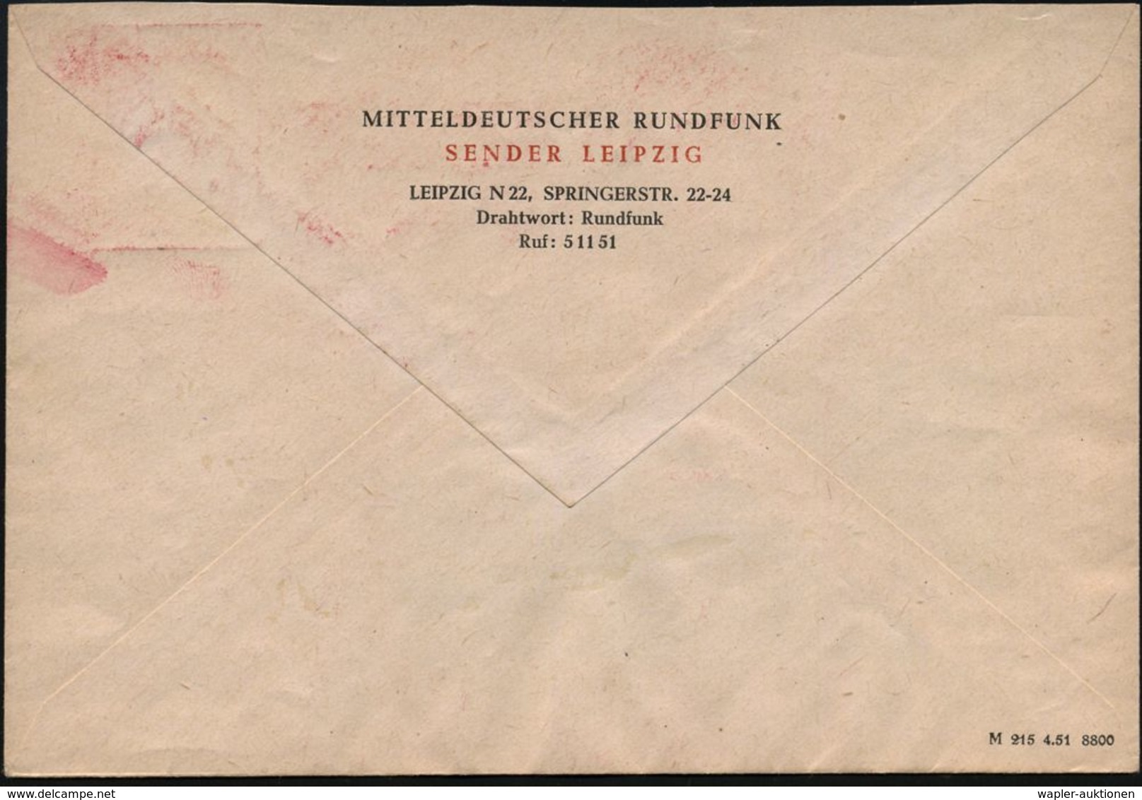 RADIO- & TV-SENDER / FUNKTÜRME : (10b) LEIPZIG N 22/ MITTELDEUTSCHER/ RUNDFUNK/ Sender Leipzig 1951 (19.10.) AFS  N A C  - Non Classés