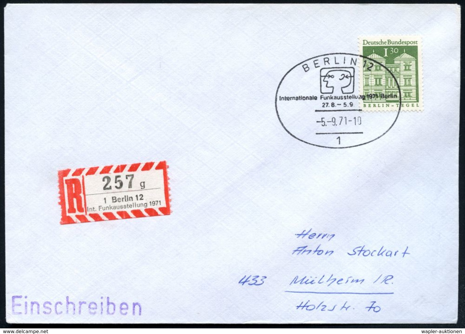 FUNK-, RADIO- & TV-AUSSTELLUNGEN : 1 BERLIN 12/ Internat.Funkausstellung 1971 (5.9.) SSt + Seltener Sonder-RZ: 1 Berlin  - Ohne Zuordnung