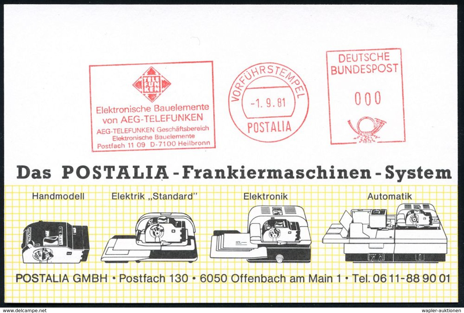 RADIO & RADIO-INDUSTRIE / APPARATE : 7100 Heilbronn 1981 (1.9.) AFS: VORFÜHRSTEMPEL/POSTALIA/..Elektron.Bauelemente/v.AE - Ohne Zuordnung