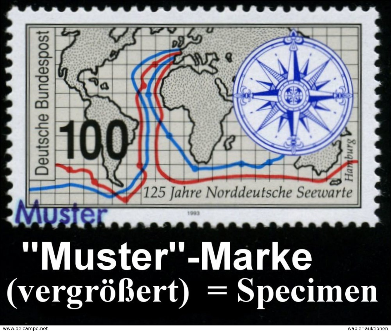 GEOGRAFIE / LANDKARTEN : B.R.D. 1993 (Jan.) "125 Jahre Norddeutsche Seewarte Hamburg" Mit Amtl. Handstempel  "M U S T E  - Geographie