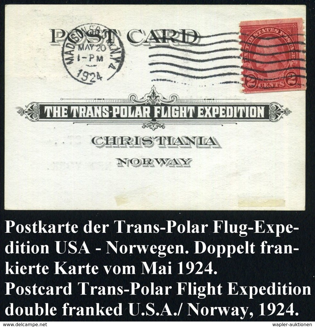 EXPEDITIONEN : NORWEGEN /  U.S.A. 1925 (Mai/Juni) Expeditions-Karte: "THE TRANS-POLAR FLIGHT EXPEDITION" , US-Frankatur  - Geografia