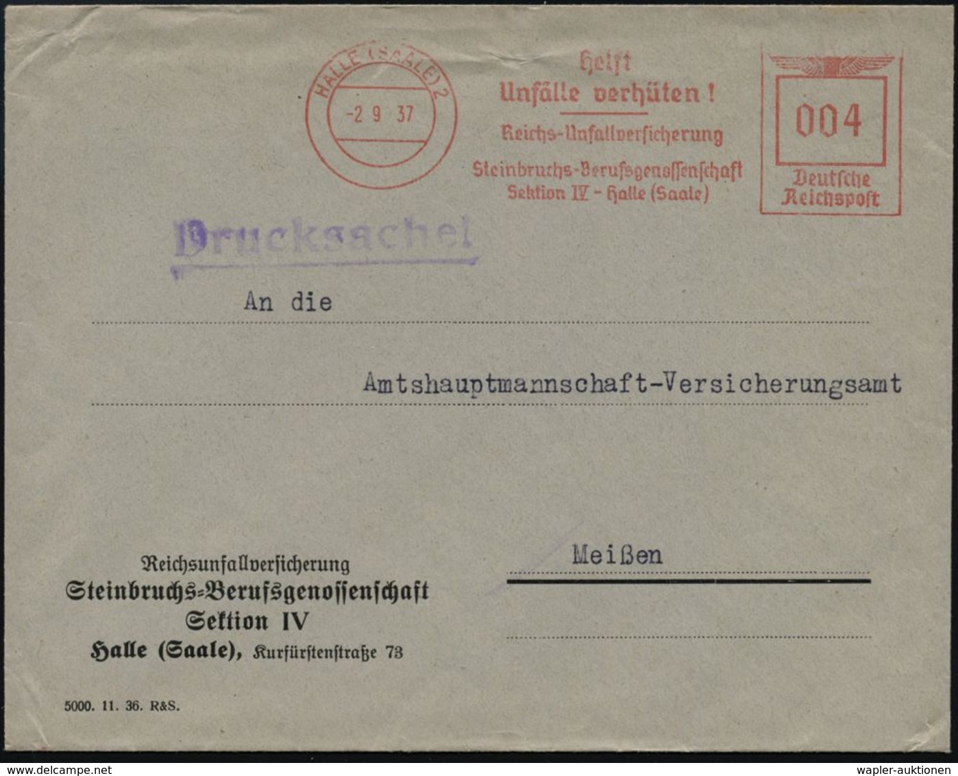 GEOLOGIE / MINERALIEN / ERZE : HALLE (SAALE) 2/ Helft/ Unfälle Verhüten!/ ..Steinbruchs-Berufsgenossenschaft.. 1937 (2.9 - Other & Unclassified