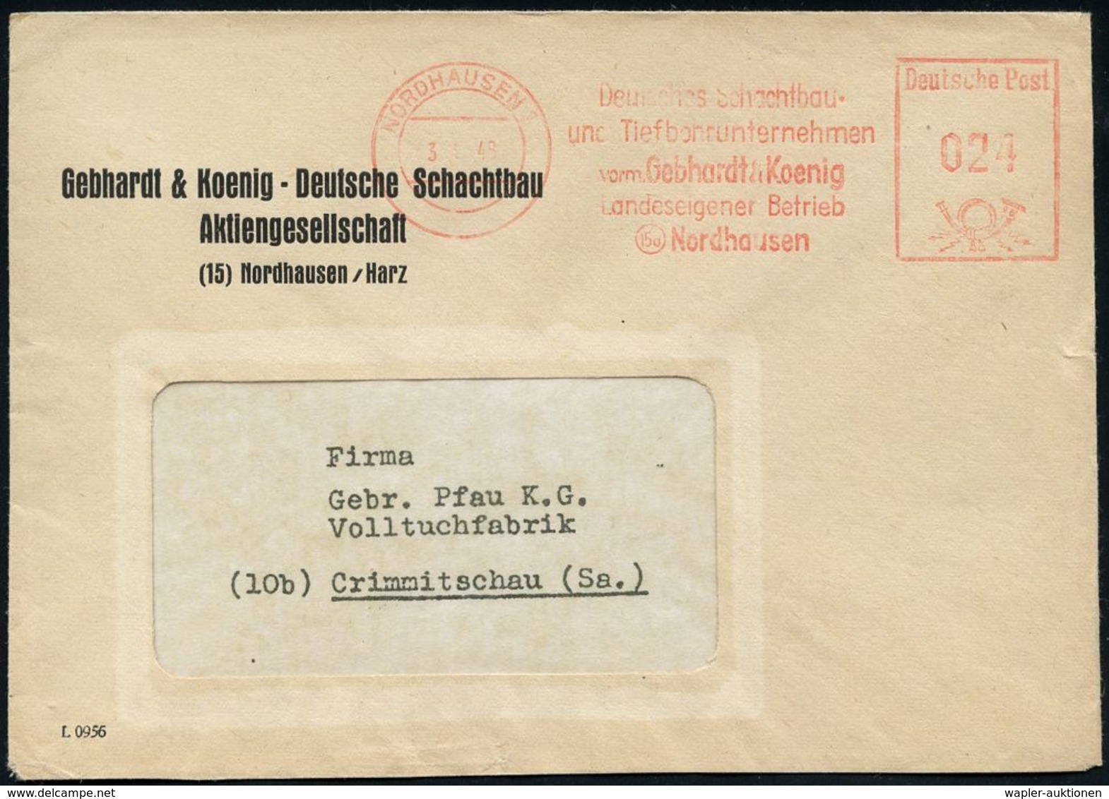 BERGBAU / AUSRÜSTUNG / GERÄTE / UNIFORMEN : NORDHAUSEN 1/ Deutsches Schachtbau-/ U.Tiefbauunternemen/ Vorm.Gebhardt U.Ko - Other & Unclassified