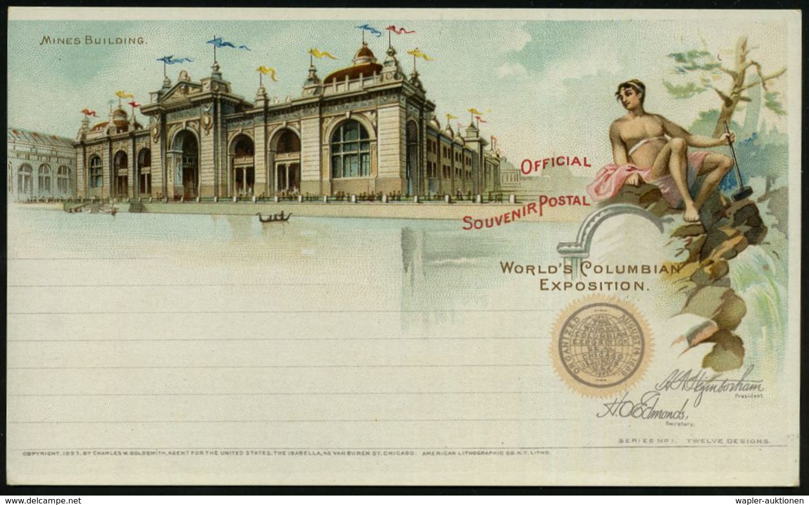 BERGBAU / AUSRÜSTUNG / GERÄTE / UNIFORMEN : U.S.A. 1893 PP 1 C. Grant, Schw.: WORLD'S COLUMBIAN EXPOSITION; MINES BUILDI - Other & Unclassified