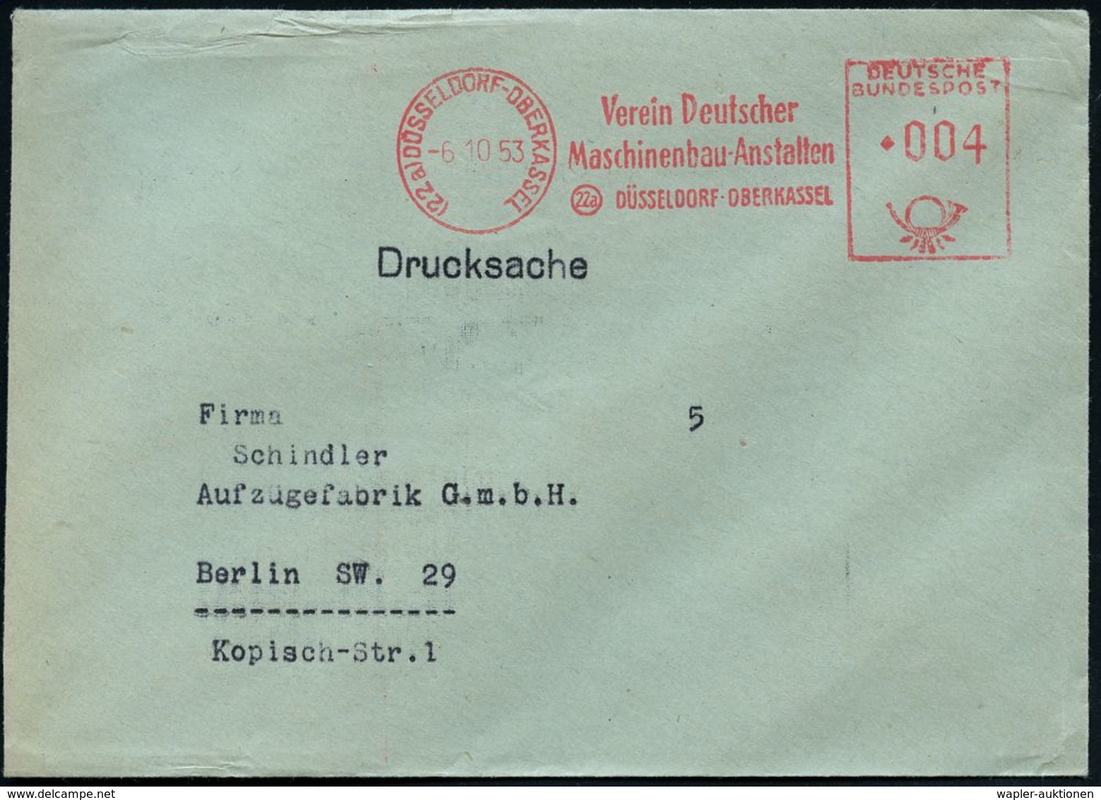 VERHÜTTUNG / ERZ- & METALLVERARBEITUNG : (22a) DÜSSELDORF-OBERKASSEL/ Verein Deutscher/ Maschinenbau-Anstalten 1953 (6.1 - Sonstige & Ohne Zuordnung