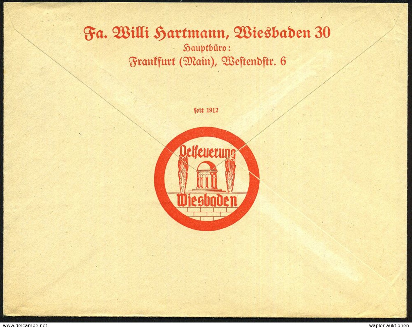ERDÖL / PROSPEKTIERUNG & GEWINNUNG : WIESBADEN 1/ =89=/ Willi/ Hartmann 1936 (30.9.) Freimarkenstempel = VE (Tempel, Fla - Erdöl