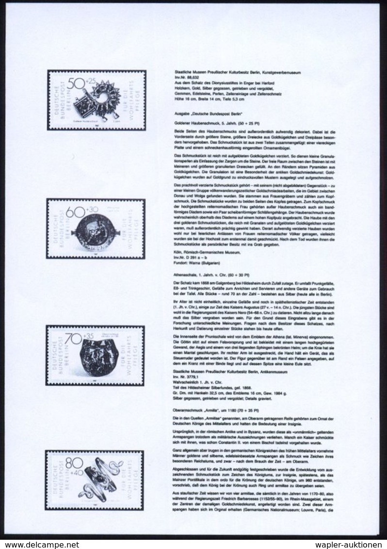 SCHMUCK / EDELSTEINE / DIAMANTEN : BERLIN 1987 (Okt.) Wofa, Kompl. Satz Schmuck Aus Archäologischen Museen,  A L L E  Mi - Sonstige & Ohne Zuordnung