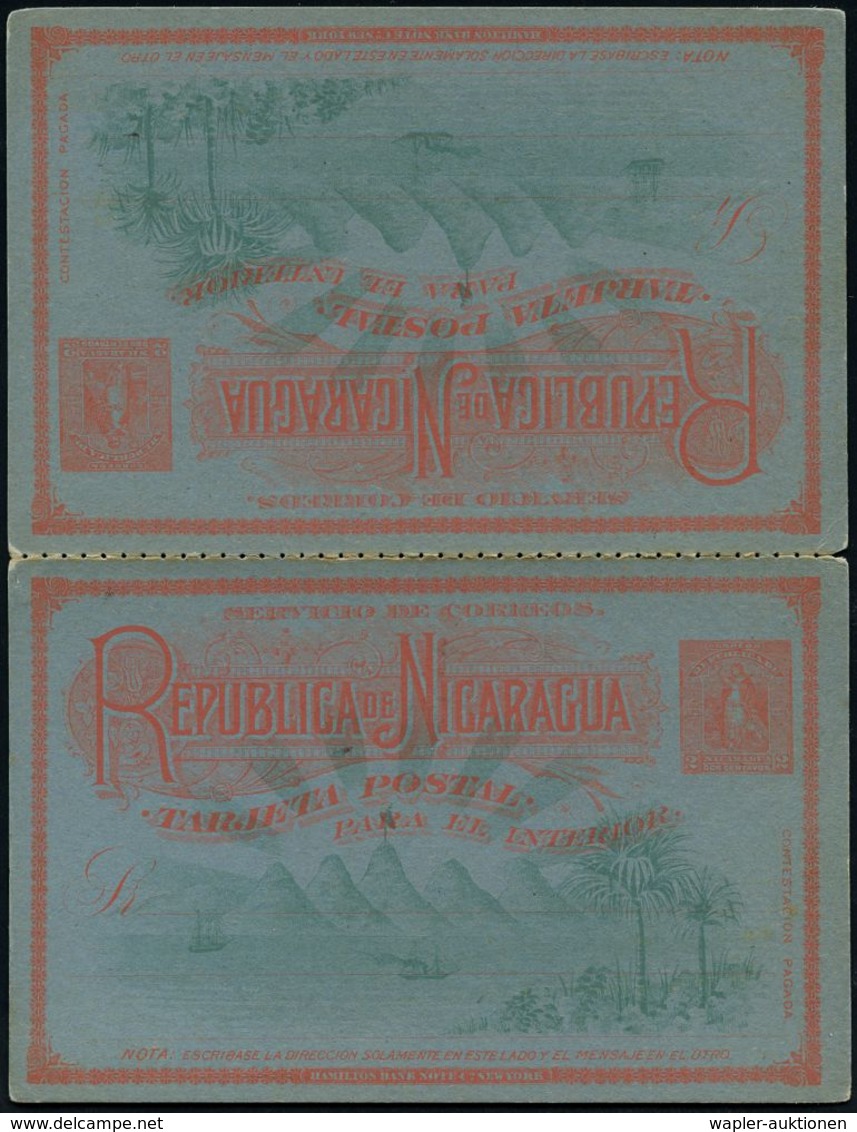 VULKANISMUS / ERDWÄRME / GEYSIR : NICARAGUA 1894 2 C. + 2 C. Libertas, Zinnover/blau: Mit Vulkanen (Bergreihe) Ungebr. M - Volcans