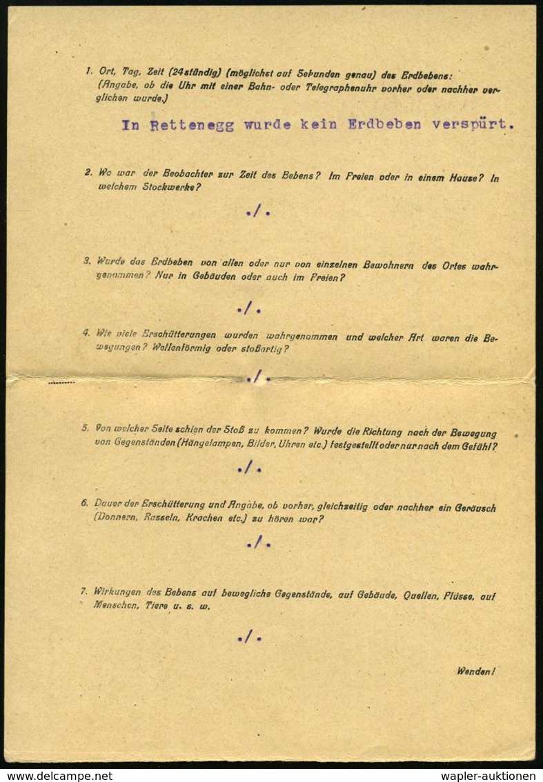 VULKANISMUS / ERDWÄRME / GEYSIR : ÖSTERREICH 1932 (11.6.) Portofreie Dienstkt.: Erdbebenstation.. An Zentral-Anstalt Für - Volcans