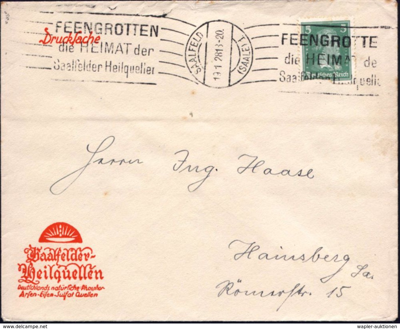 HÖHLE / TROPFSTEINHÖHLE : SAALFELD/ (SAALE)1/ FEENGROTTEN/ Die HEIMAT Der/ Saalfelder Heilquellen 1928 (19.1.) Seltener  - Altri & Non Classificati