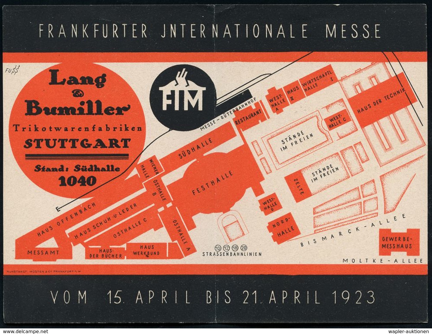 INTERNATIONALE FRANKFURTER MESSE (F.I.M.) : STUTTGART No.6 (HESSLACH)/ FRANCO/ * 1923 (10.4.) 1K-PFS Mit Geblockter Wert - Unclassified