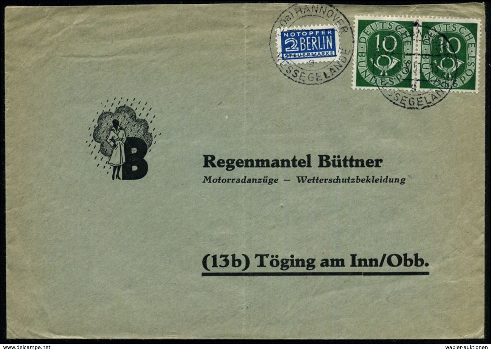 INTERNATIONALE MESSE HANNOVER : (20a) HANNOVER/ G/  M E S S E G E L Ä N D E 1951 (25.8.) 2K-Steg = Saison-Hauspostamt Me - Non Classés