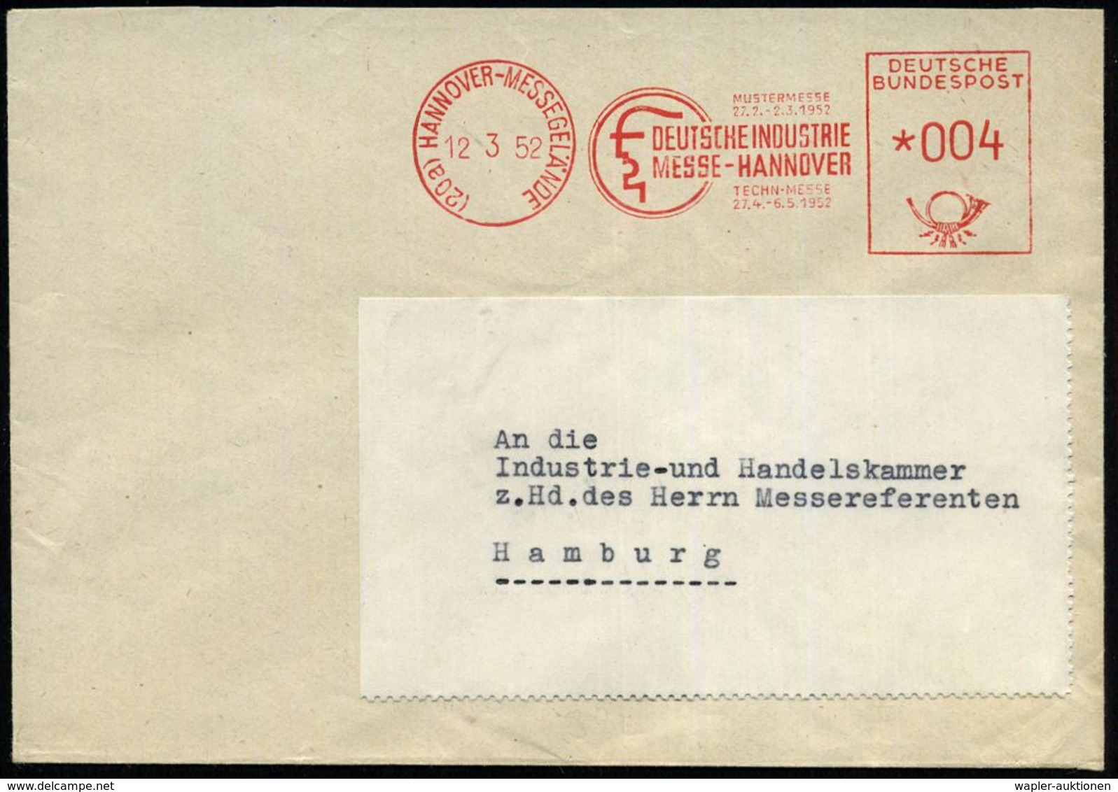 INTERNATIONALE MESSE HANNOVER : (20a) HANNOVER-MESSEGELÄNDE/ DEUTSCHE INDUSTRIE/ MESSE..1952 #bzw.# 1959 1952/59 2 Versc - Non Classés