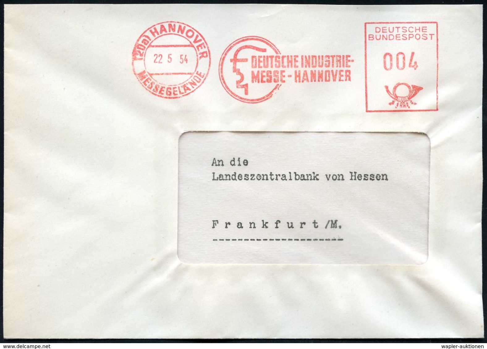 INTERNATIONALE MESSE HANNOVER : (20a) HANNOVER-/ MESSEGELÄNDE/ DEUTSCHE INDUSTRIE-/ MESSE.. 1954 (22.5.) AFS = Hausposta - Non Classés