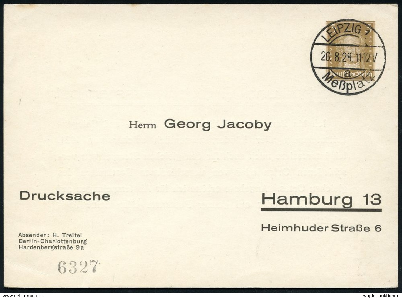 INTERNATIONALE LEIPZIGER MUSTERMESSE (MM) : LEIPZIG 1/ A/ Meßplatz 1928 (5.9.) Seltener SSt Klar Auf PP 3 Pf. Goethe (Ge - Non Classés