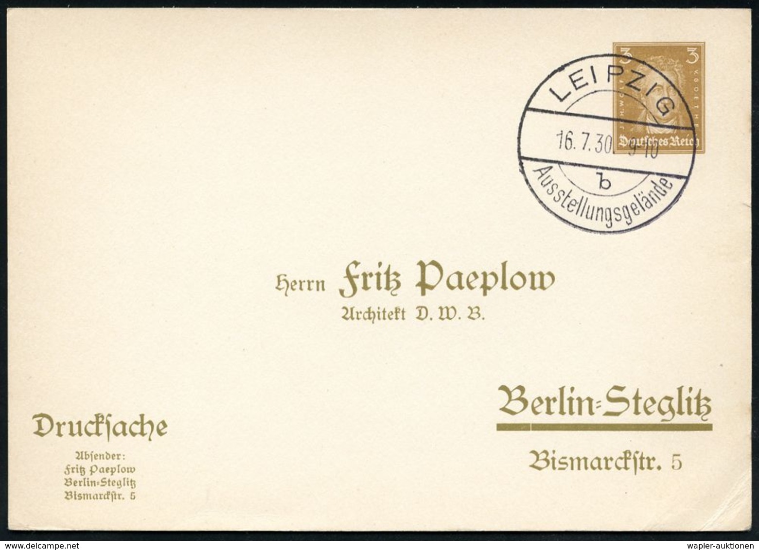 INTERNATIONALE LEIPZIGER MUSTERMESSE (MM) : LEIPZIG/ B/ Ausstellungsgelände 1930 (16.7.) SSt = Saison-Hauspostamt Ausste - Ohne Zuordnung