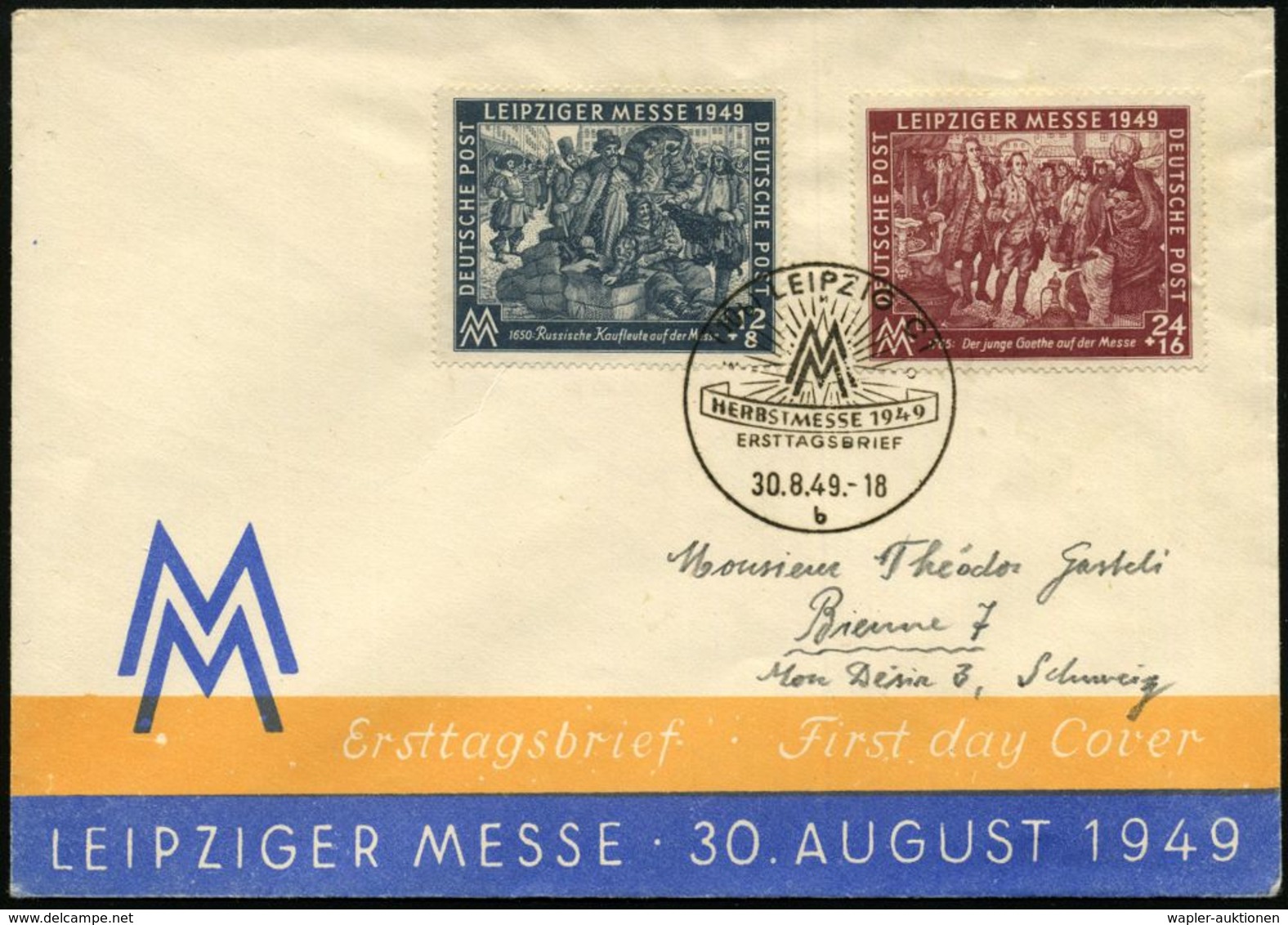 INTERNATIONALE LEIPZIGER MUSTERMESSE (MM) : (10b) LEIPZIG C1/ HERBSTMESSE/ ERSTTAG../ B 1949 (30.8.) SSt Auf Kompl. Satz - Non Classés