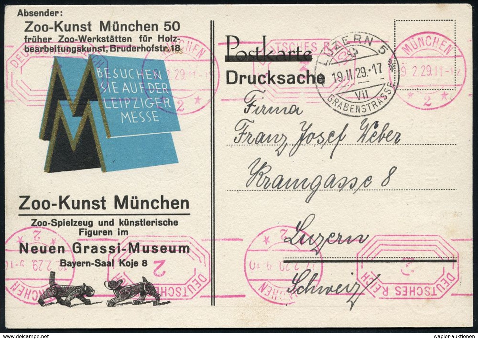 INTERNATIONALE LEIPZIGER MUSTERMESSE (MM) : MÜNCHEN/ *2*/ DEUTSCHES REICH 1929 (9.2.) Bd.Maschinen-PFS 2 Pf. + 3 Pf. (2  - Non Classés