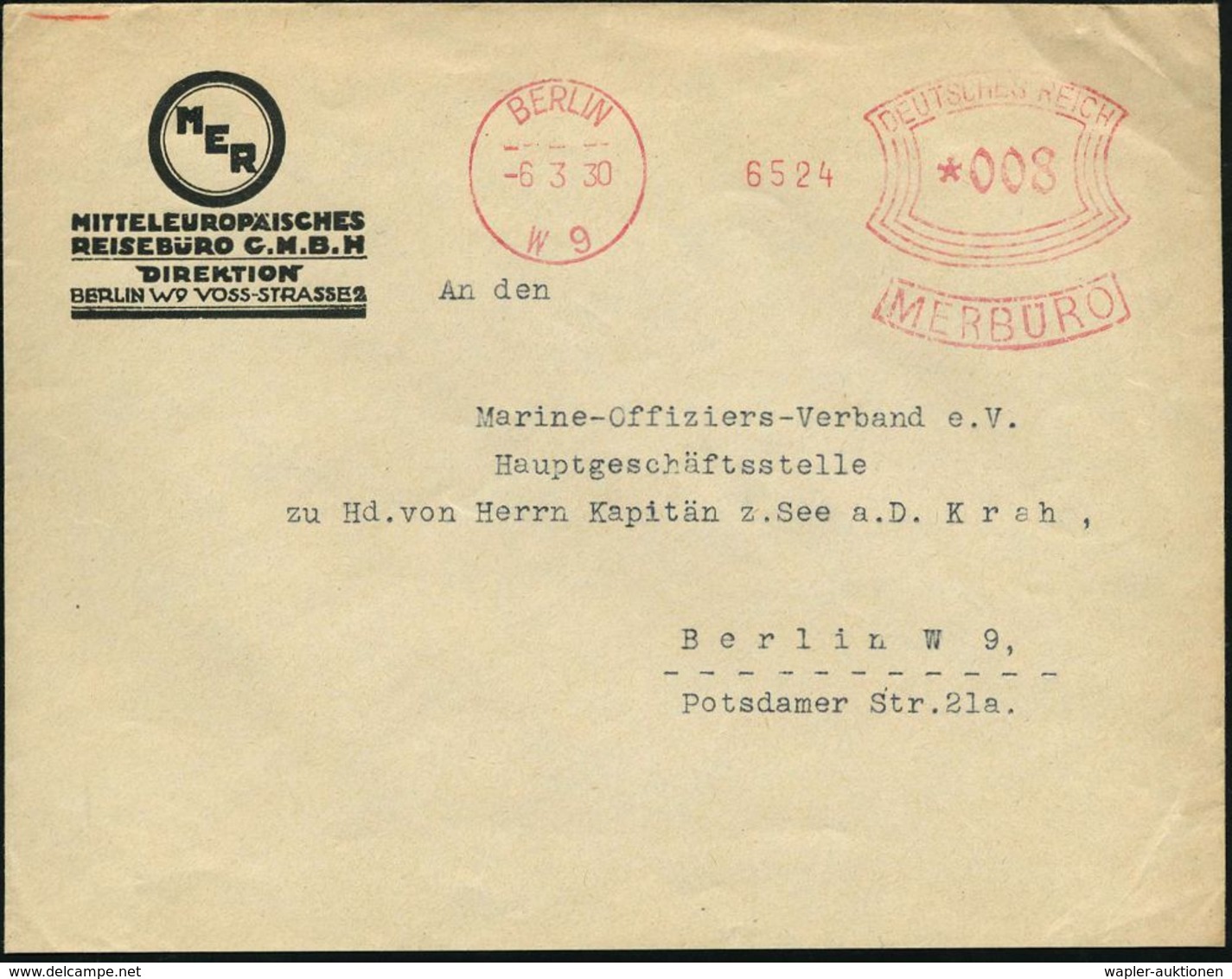 JUDAICA / JÜDISCHE GESCHICHTE / ZIONISMUS : BERLIN W9/ Sorglos Reisen/ Mit Dem/ MER 1938 (9.12.) AFS = MER-Logo (= Mitte - Judaisme