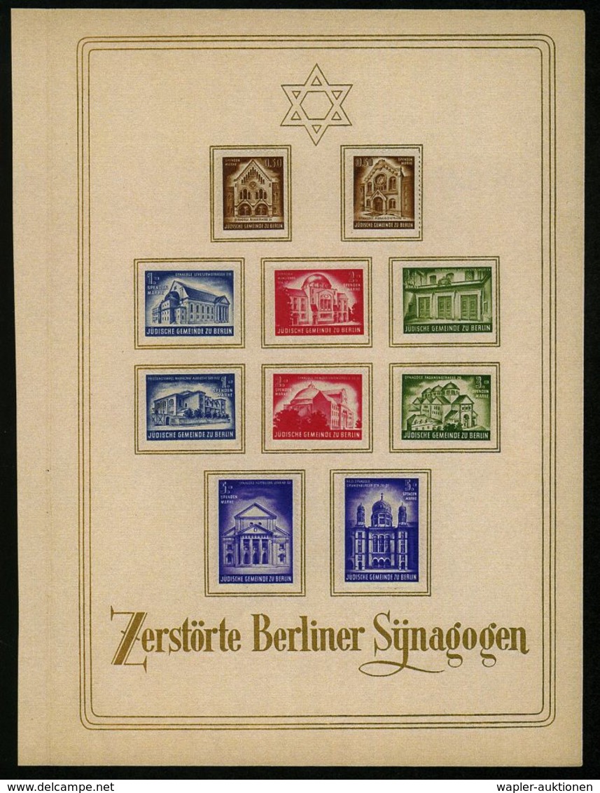 JUDAICA / JÜDISCHE GESCHICHTE / ZIONISMUS : Berlin 1949 Gedenk-Faltblatt "Zerstörte Berliner Synagogen" (jüd. Gemeinde)  - Jewish