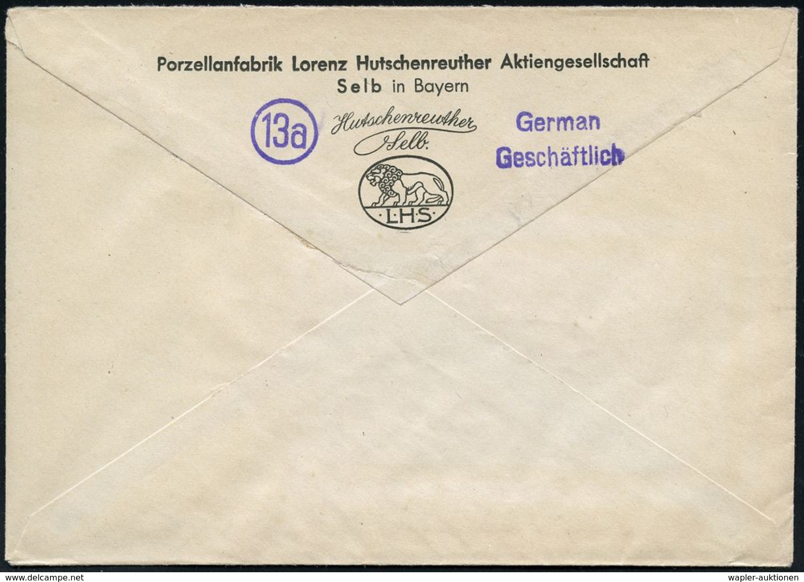 KERAMIK / PORZELLAN / MANUFAKTUREN : SELB 1/ Hutschenreuther/ LHS/ Qualitäts-Porzellan 1947 (25.2.) Aptierter AFS (Datum - Porcelaine