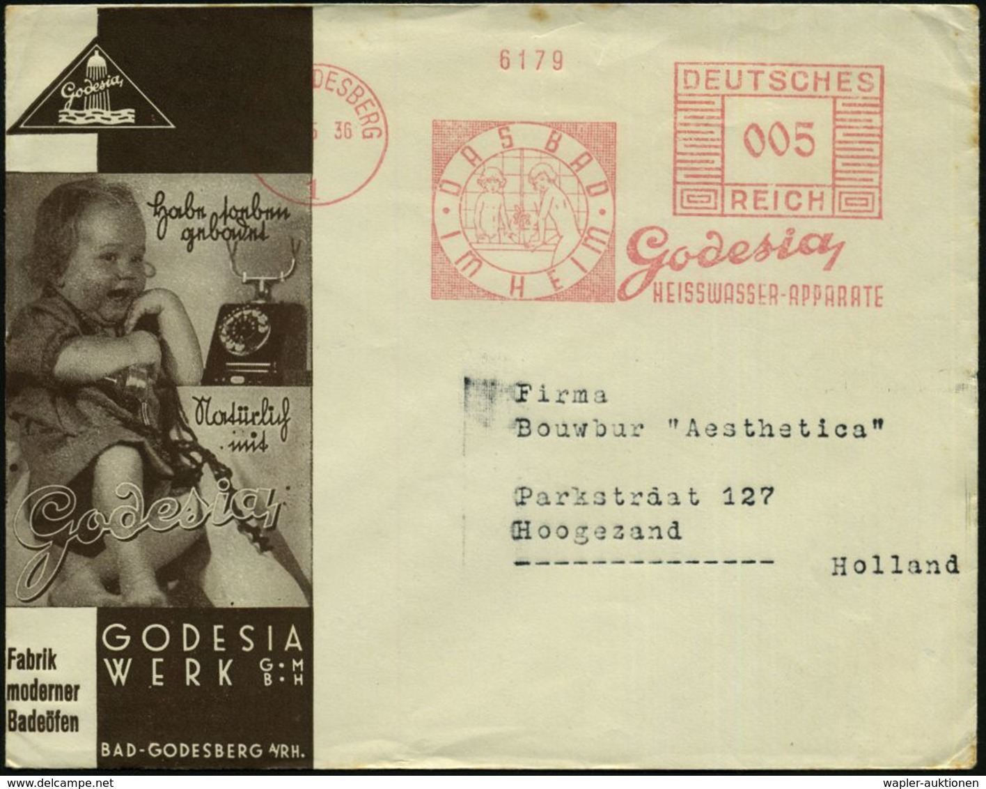 KIND / KLEINKIND / KINDHEIT / JUGEND : BAD GODESBERG/ 1/ DAS BAD/ IM HEIM/ Godesia/ HEISSWASSER-APPARATE 1936 (21.5.) De - Other & Unclassified