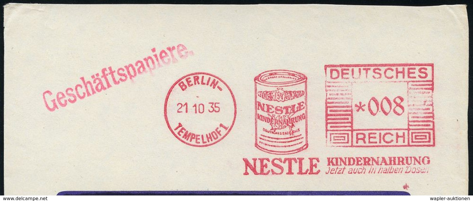 KIND / KLEINKIND / KINDHEIT / JUGEND : BERLIN-/ TEMPELHOF 1/ NESTLE/ MILCH #bzw.# KINDERNAHRUNG.. 1933/39 4 Verschied. A - Other & Unclassified