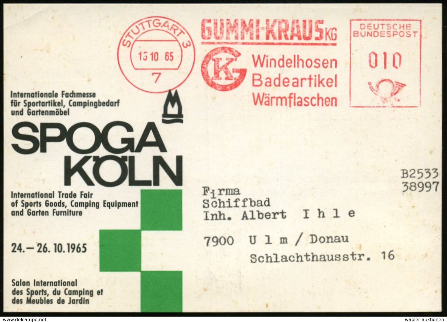 KIND / KLEINKIND / KINDHEIT / JUGEND : 7 STUTTGART 3/ GUMMI-KRAUS KG/ Wingelhosen/ Badeartikel/ Wärmflaschen 1965 (15.10 - Autres & Non Classés