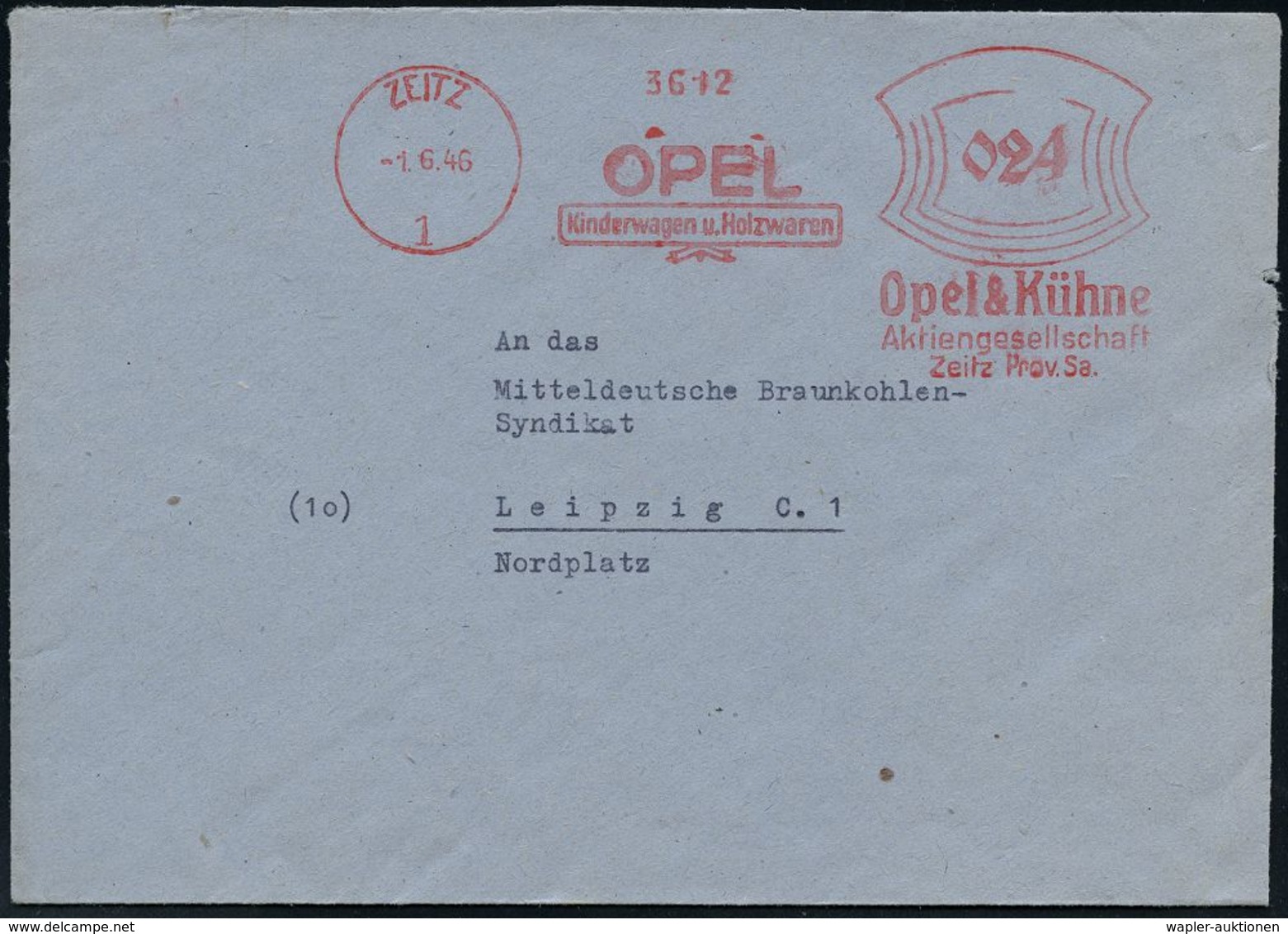 KIND / KLEINKIND / KINDHEIT / JUGEND : ZEITZ/ 1/ OPEL/ Kinderwagen U.Holzwaren/ Opel & Kühne/ AG 1946 (1.6.) Seltener, A - Other & Unclassified