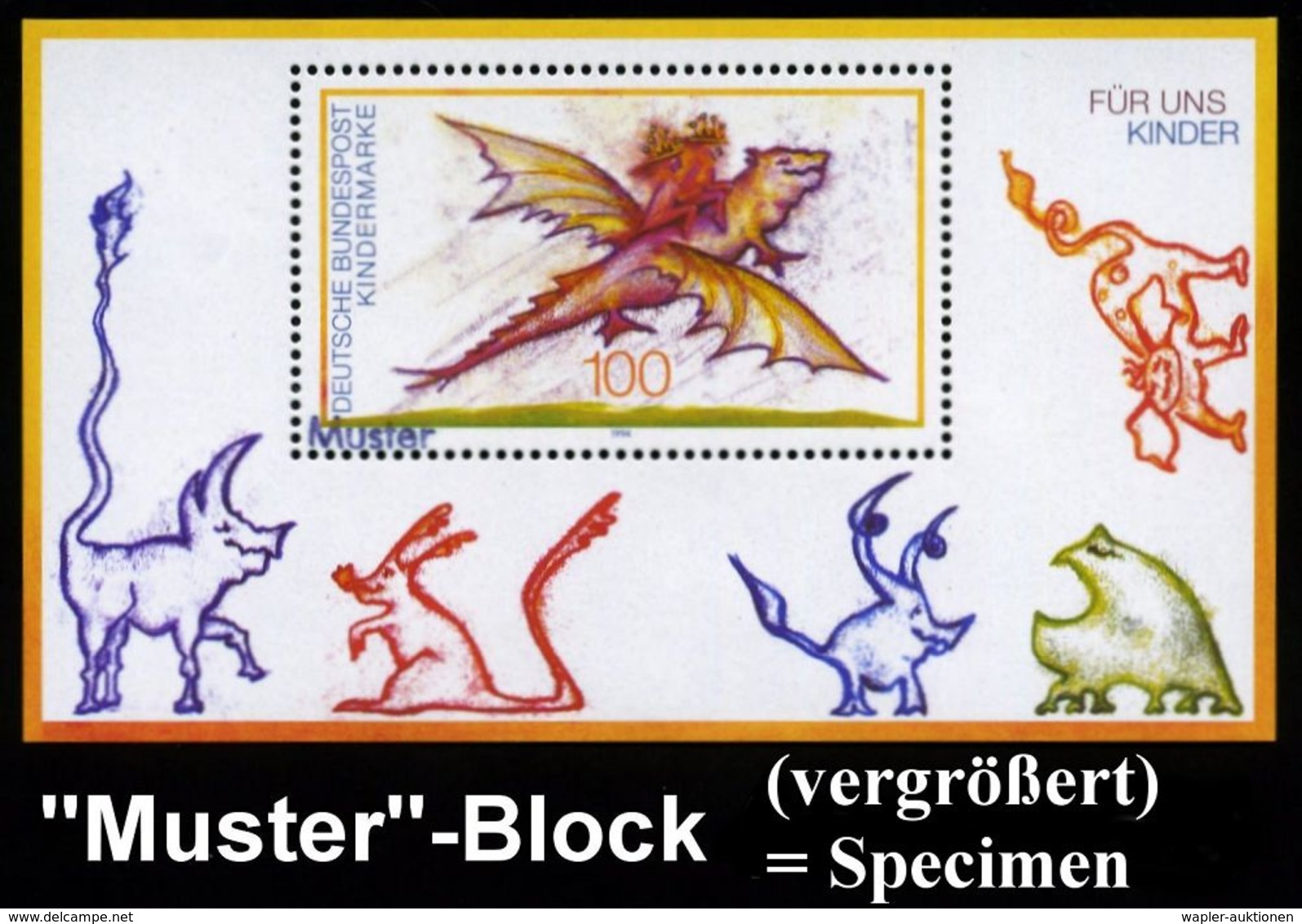 KIND / KLEINKIND / KINDHEIT / JUGEND : B.R.D. 1994 (Sept.) 100 Pf. Block "Für Uns Kinder" Mit Amtl. Handstempel  "M U S  - Altri & Non Classificati