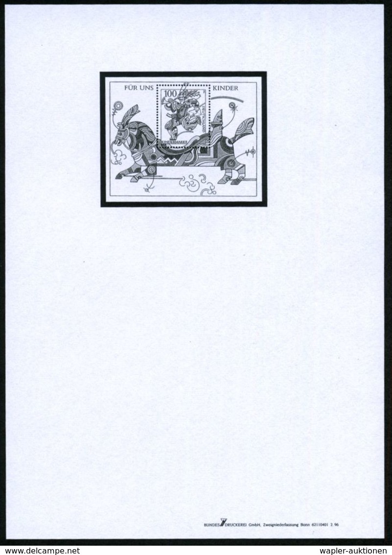 KIND / KLEINKIND / KINDHEIT / JUGEND : B.R.D. 1996 (Apr.) 100 Pf. Block "Für Uns Kinder" Mit Amtl. Handstempel  "M U S T - Other & Unclassified