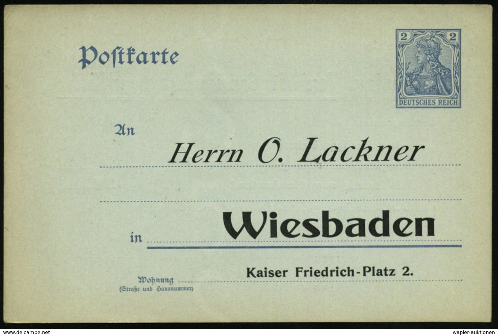 SOS-KINDERDÖRFER / KINDERSCHUTZ : Wiesbaden 1908 Amtl. Orts-P 2 Pf. Germania + Zudruck: Wiesbadener Verein Für Sommerpfl - Other & Unclassified