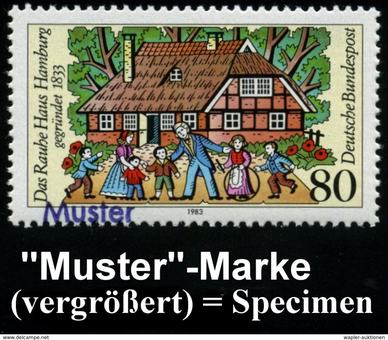 SOS-KINDERDÖRFER / KINDERSCHUTZ : B.R.D. 1983 (Aug.) 80 Pf. "150 Jahre Das Rauhe Haus" (Hamburg) Mit Amtl. Handstempel   - Altri & Non Classificati