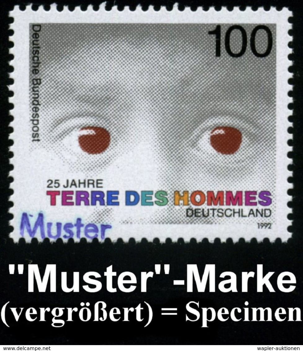 SOS-KINDERDÖRFER / KINDERSCHUTZ : B.R.D. 1992 (Jan.) 100 Pf. "25 Jahre 'terre Des Hommes' In Der BRD" Mit Amtl. Handstem - Autres & Non Classés