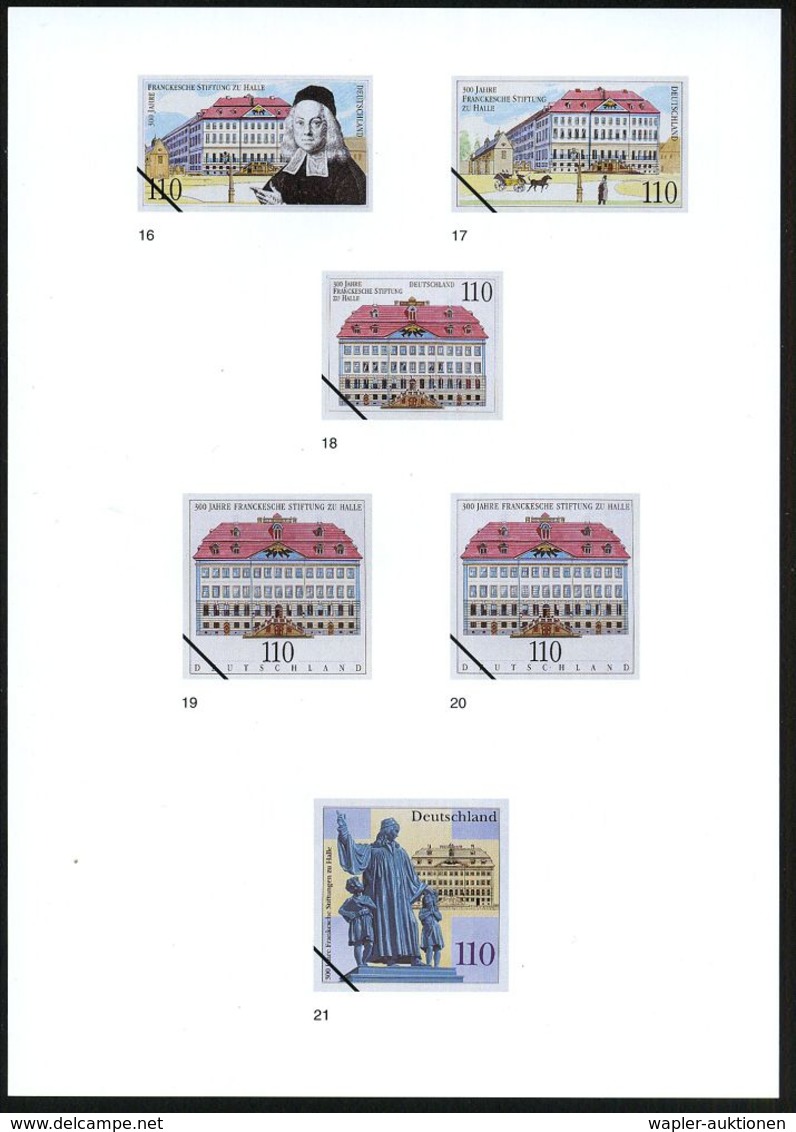 PÄDAGOGIK / PÄDAGOGEN : B.R.D. 1998 (Juli) 110 Pf. "300 Jahre Franckesch Stiftungen, Halle", 30 Verschied. Color-Alterna - Autres & Non Classés
