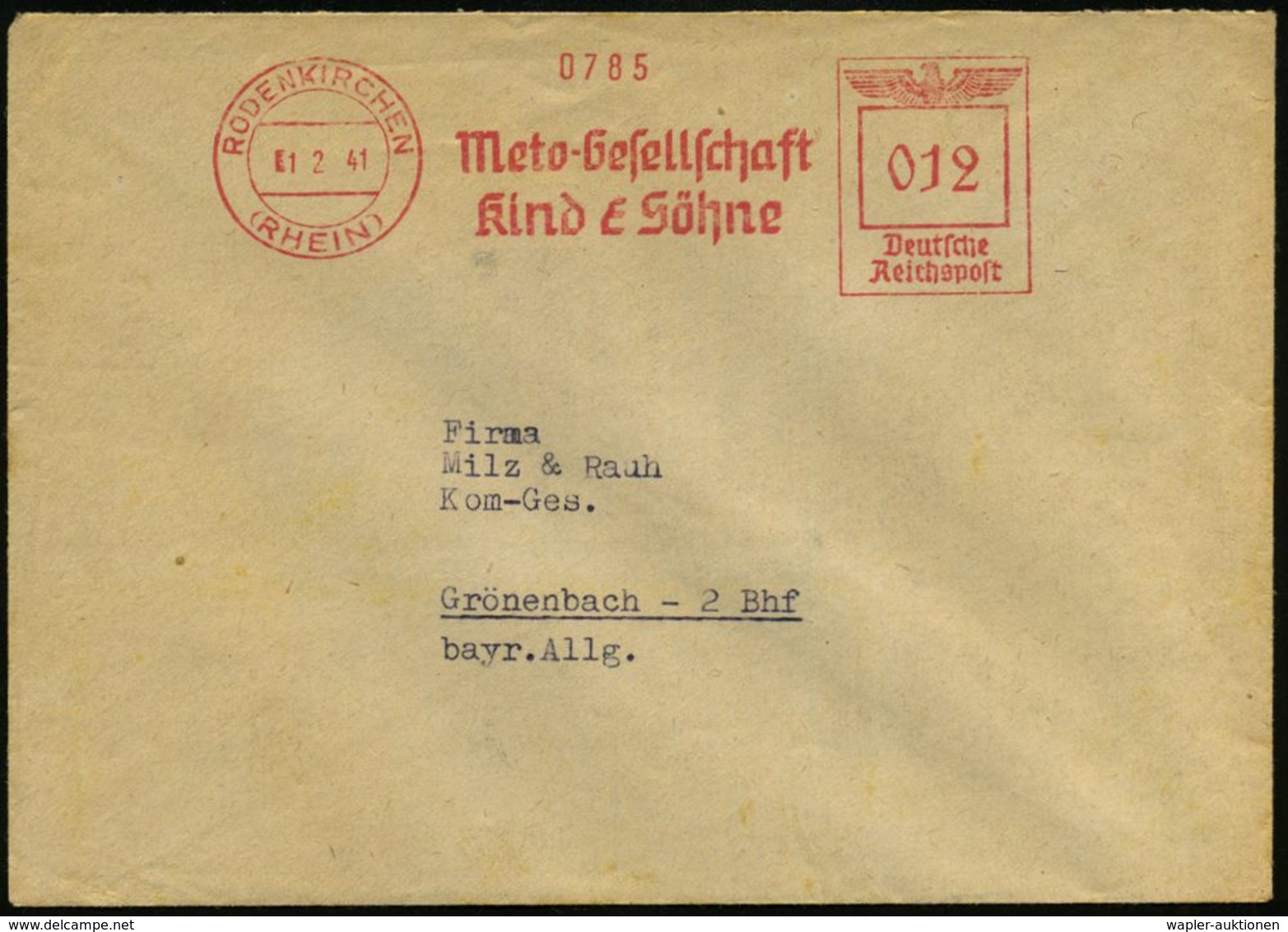SPIELZEUG / SPIELZEUGMESSEN : RODENKIRCHEN/ (RHEIN)/ Meto-Gesellschaft/ Kind & Söhne 1941 (1.2.) Seltener AFS Klar Auf F - Non Classés