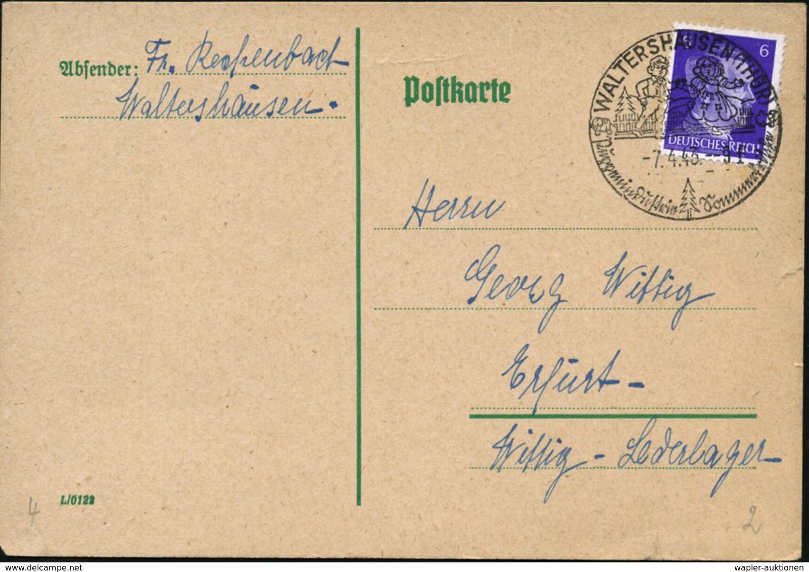 SPIELZEUG / SPIELZEUGMESSEN : WALTERSHAUSEN (THÜR)/ F/ Puppenindustrie.. 1943 (7.4.) HWSt Teils Sütterlin = 2 Tanzende P - Unclassified