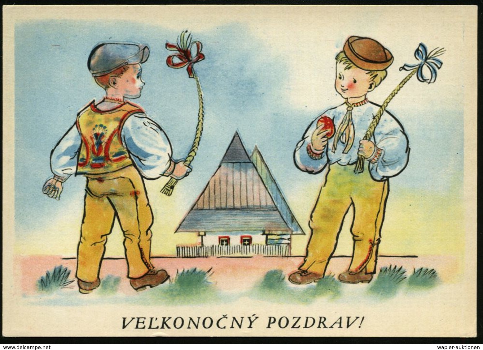 SPIELZEUG / SPIELZEUGMESSEN : TSCHECHOSLOWAKEI 1951 1,50 Kc. Sonder-BiP Gottwald, Braun: Oster-Spiele (Osterbräuche: 2 J - Non Classés