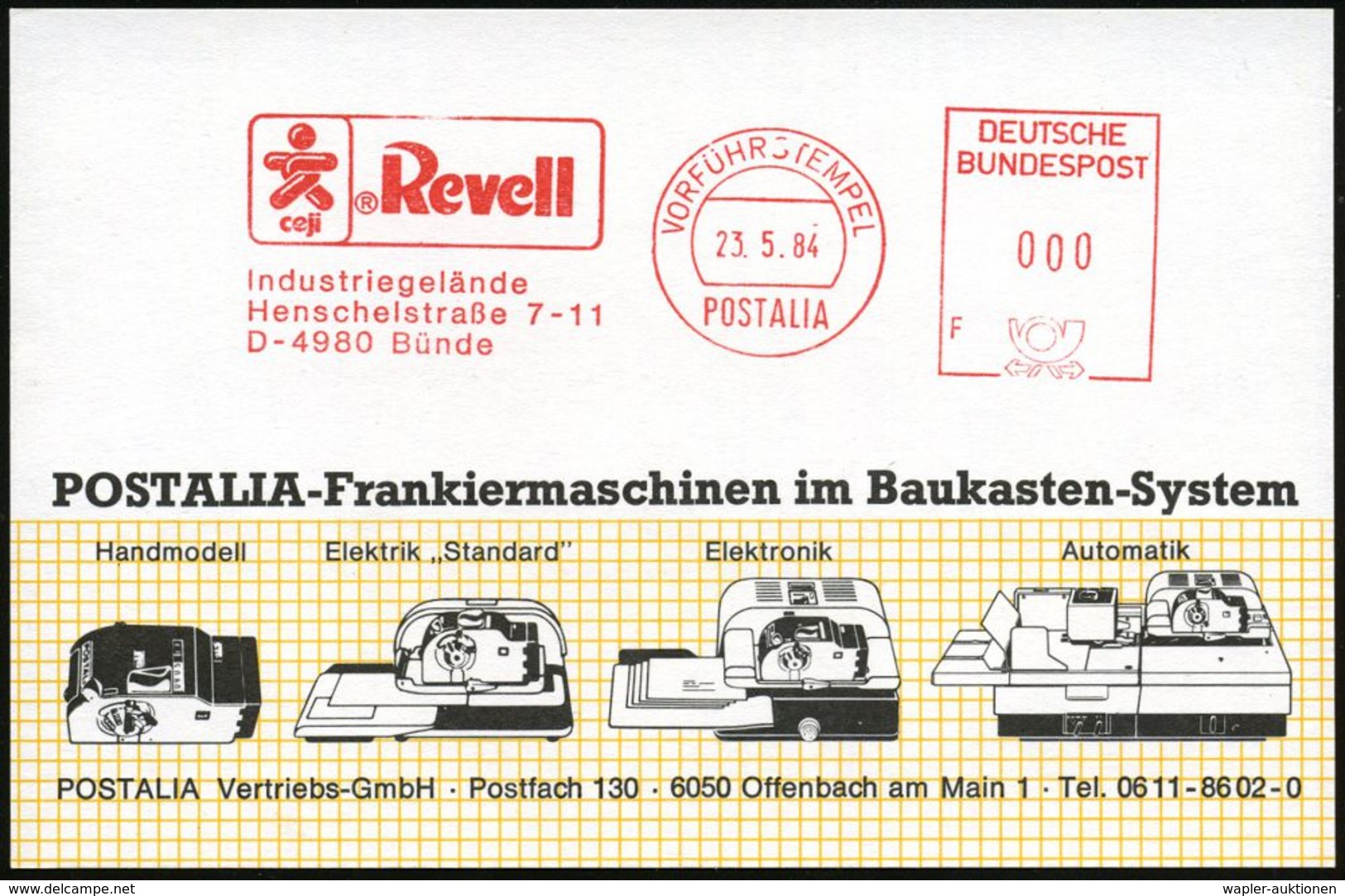 MODELLBAU / MODELLBAHN / FIGUREN : 4980 Bünde 1984 (23.5.) AFS: VORFÜHRSTEMPEL/POSTALIA/ceji/Revell/Industriegelände.. ( - Non Classés