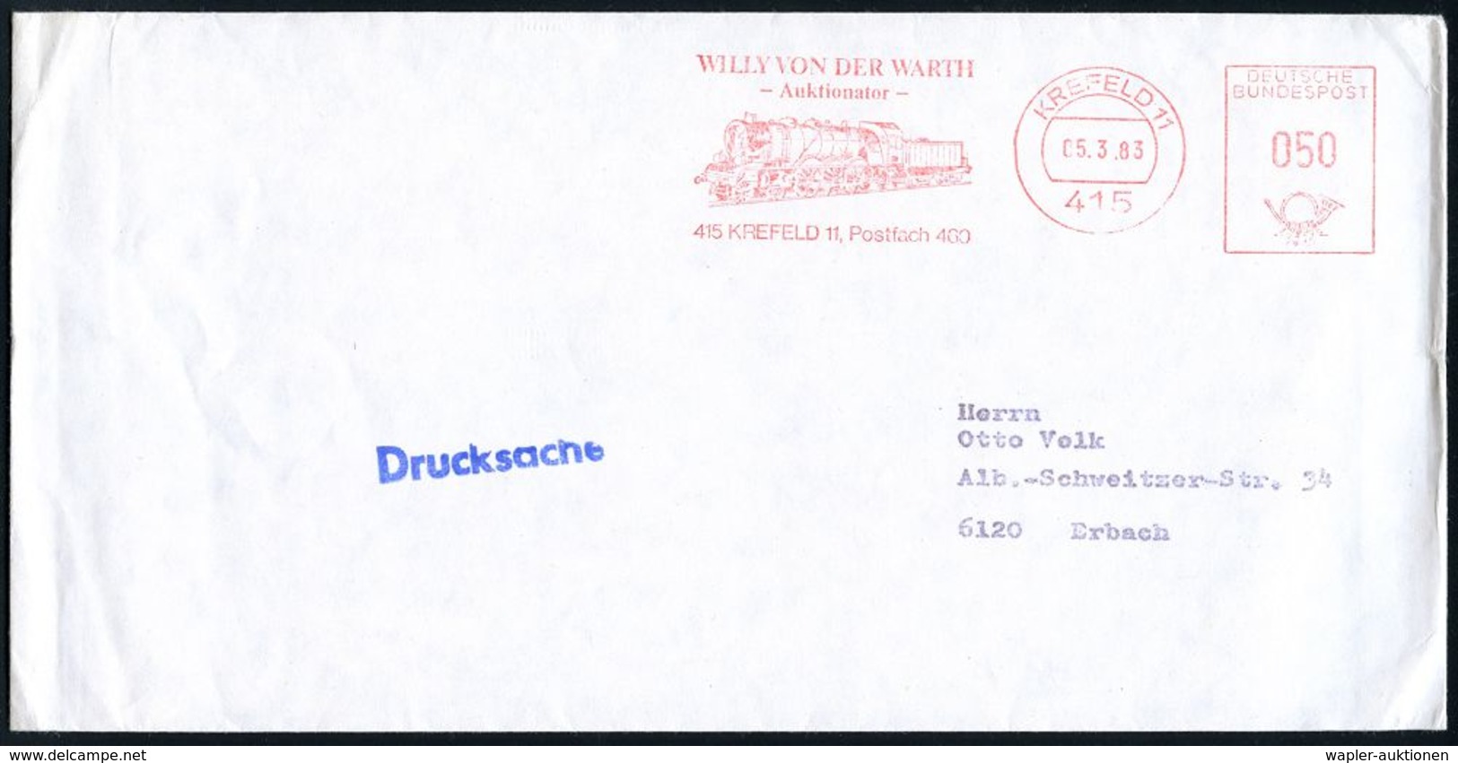 MODELLBAU / MODELLBAHN / FIGUREN : 415 KREFELD 11/ WILLY VON DER WARTH/ Auktionator.. 1983 (5.3.) Seltener AFS = Modell- - Unclassified