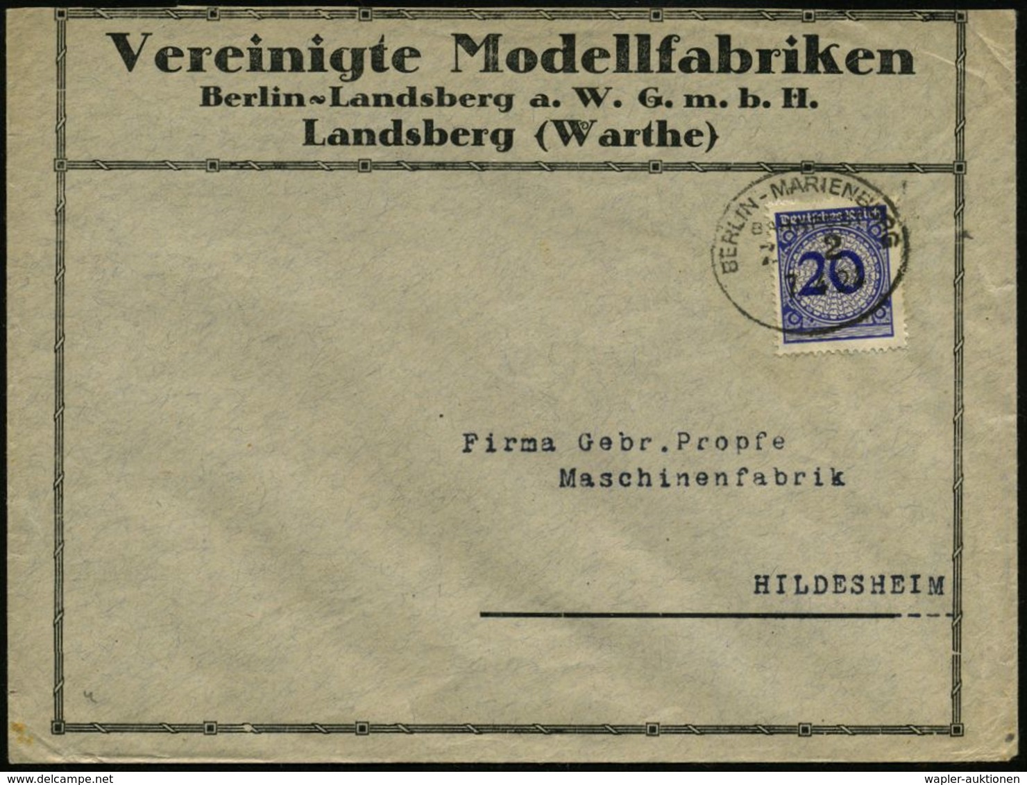 MODELLBAU / MODELLBAHN / FIGUREN : Landsberg (Warthe) 1924 (7.4.) Bahn-Oval: BERLIN - MARIENBURG/BAHNPOST/Z.2 Auf Vordru - Ohne Zuordnung