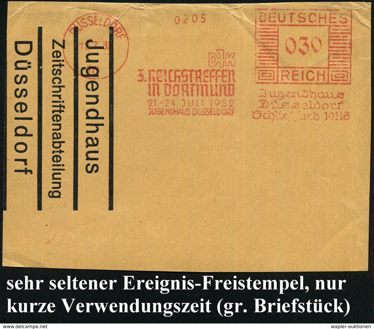 JUGENDORGANISATIONEN : DÜSSELDORF/ 10/ DJK/ 3.REICHSTREFFEN/ ..21.-24.JULI 1932/ JUGENDHAUS DÜSSELDORF.. 1932 (12.7.) Se - Sonstige & Ohne Zuordnung