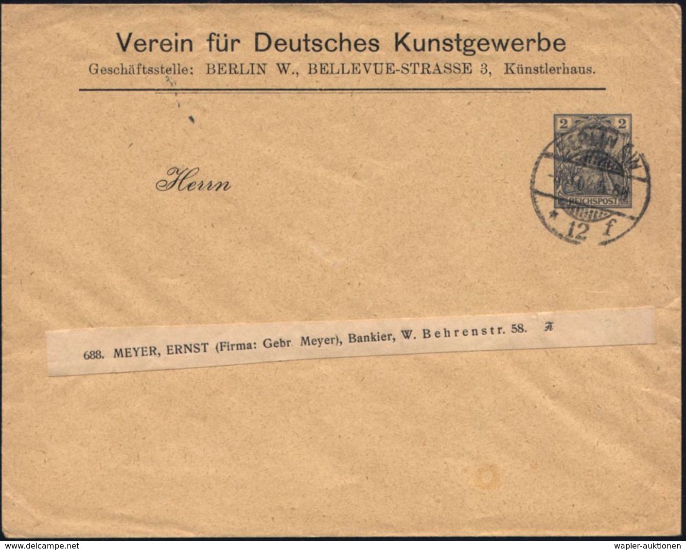 KUNST & KULTUR (ALLGEMEIN) : BERLIN SW/ *12/ F 1902 (8.4.) 1K-Gitter Auf PU 2 Pf. Germania, Grau: Verein Für Deutsches K - Sonstige & Ohne Zuordnung